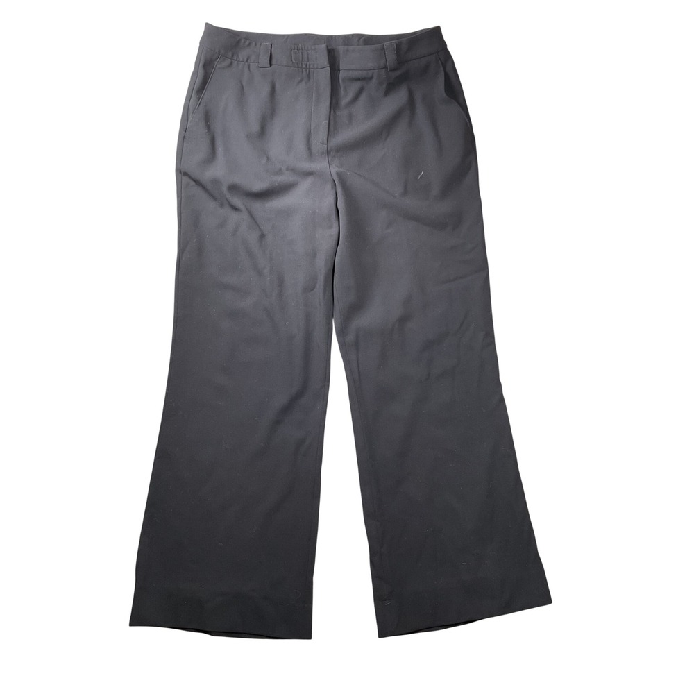 St. John Collection Trousers Womens 14 Black Wool Blend Wide Leg Dress Pants